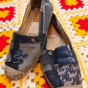 LAUREN RALPH LAUREN Cameryn Patch Espadrille Flats Blue Size 9.5
